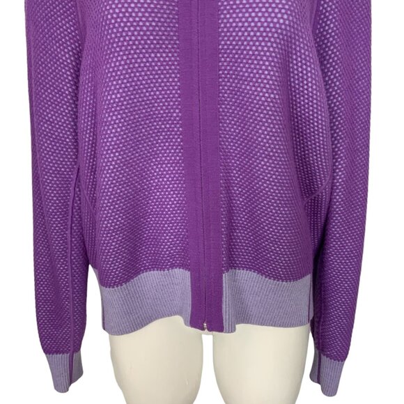 Lululemon Reversible Double Knit Zip Up Sweater 12 Purple Wool - Picture 12 of 15